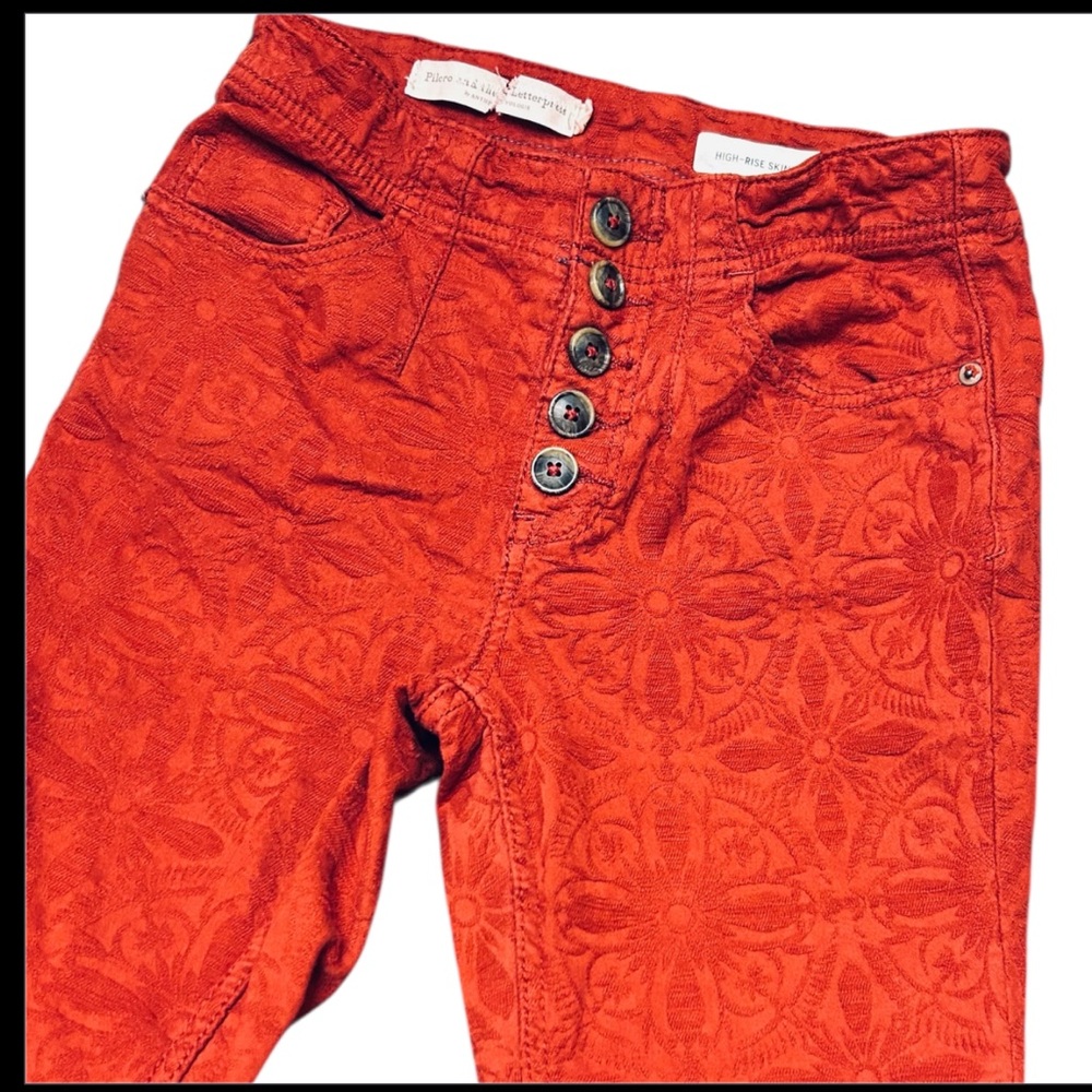 Pilcro & The Letterpress Anthropologie Burnt Orange Textured High Rise Skinny 26